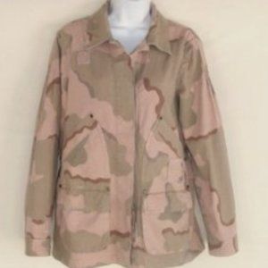 ANTHROPOLOGIE Lida Utility Jacket  Camo Pink/Green/Tan, Distressed 1X